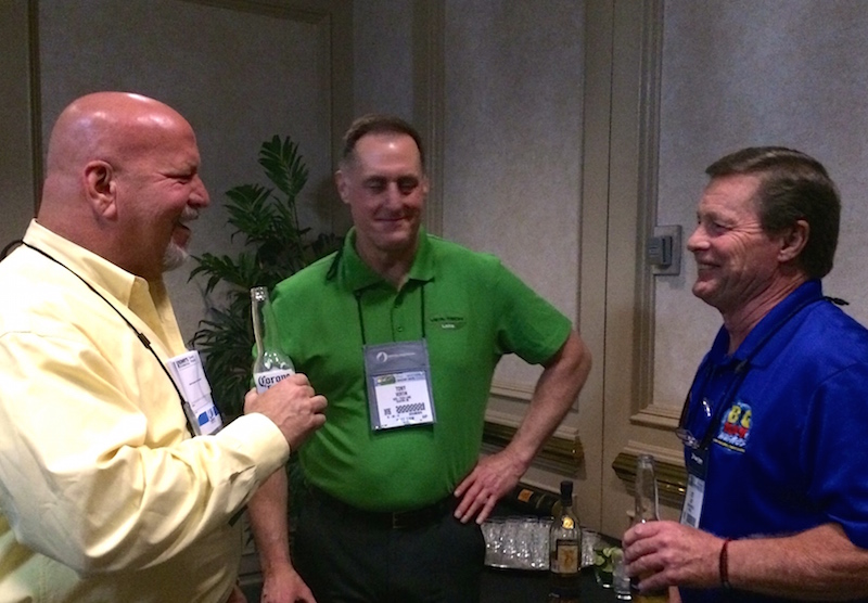 Tony Vertin sharing a laugh with the Big Man Car Washes team at the Ver-tech Labs hospitality event, Car Wash Show 2015