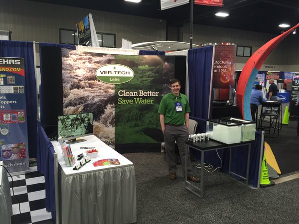 SCWA 2016: Staff chemist, Scott Hommerding ready to talk to attendees about reclaim compatible carwashing products.