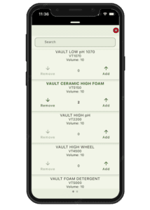 The Ver-Tech Labs app can generate recommended orders based on product settings.