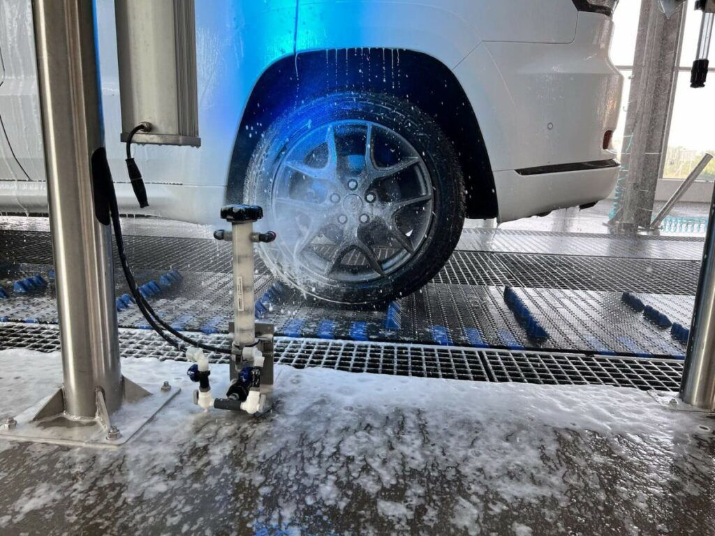 Vehicle's tire and wheel being cleaned with VTL's tire cleaner chemicals
